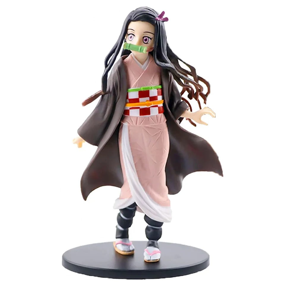Nezuko Kamado standing action figure 14 cm, wearing her kimono and bamboo muzzle. High-quality PVC collectible from Demon Slayer.