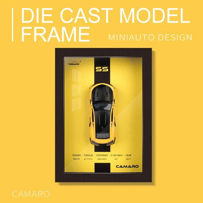 Chevrolet Camaro – Golden Bullet | 1:32 Scale 3D Car Frame Model with Acrylic Glass & Frame