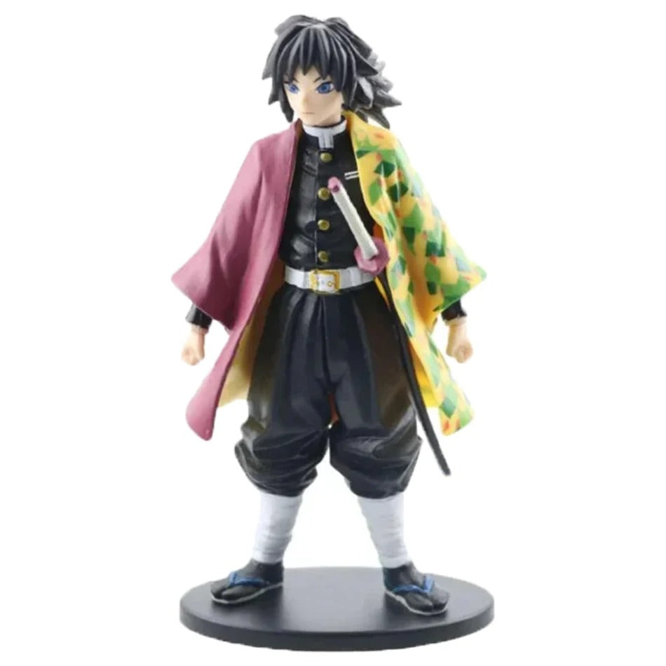 Giyu Tomioka standing figure 14 cm, wearing his Demon Slayer uniform and two-toned haori, with his Nichirin blade scabbard. High-quality PVC collectible.