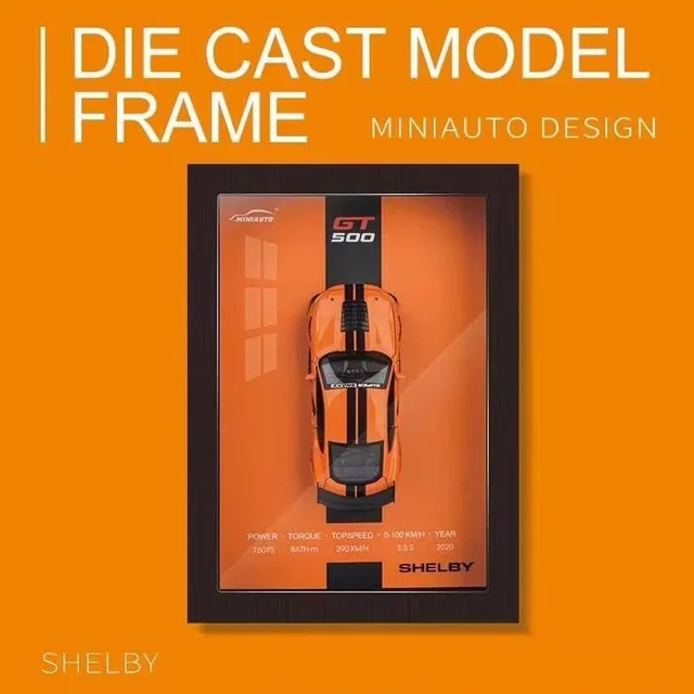 Mustang Shelby – Molten Sunset | 1:32 Scale 3D Car Frame Model with Acrylic Glass & Frame