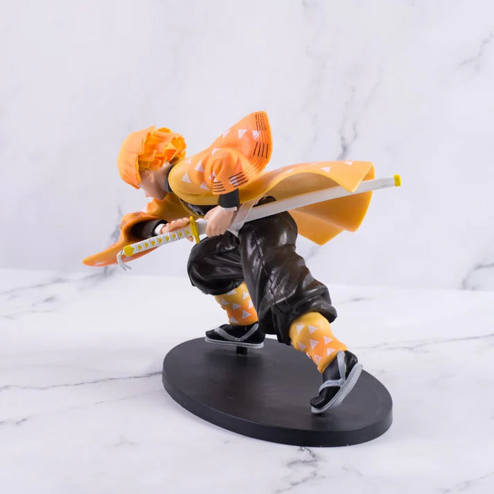 Side view of Zenitsu Demon Slayer figure holding Nichirin Blade – detailed anime PVC model